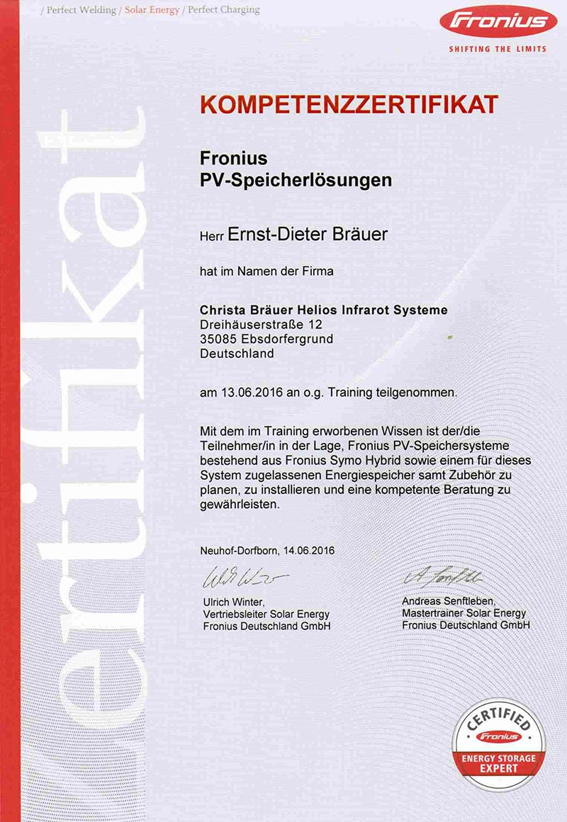 Fronius Zertifikat